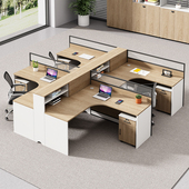 屏风职员办公桌简约现代4 6双人员工位桌椅组合财务室家俱工作位