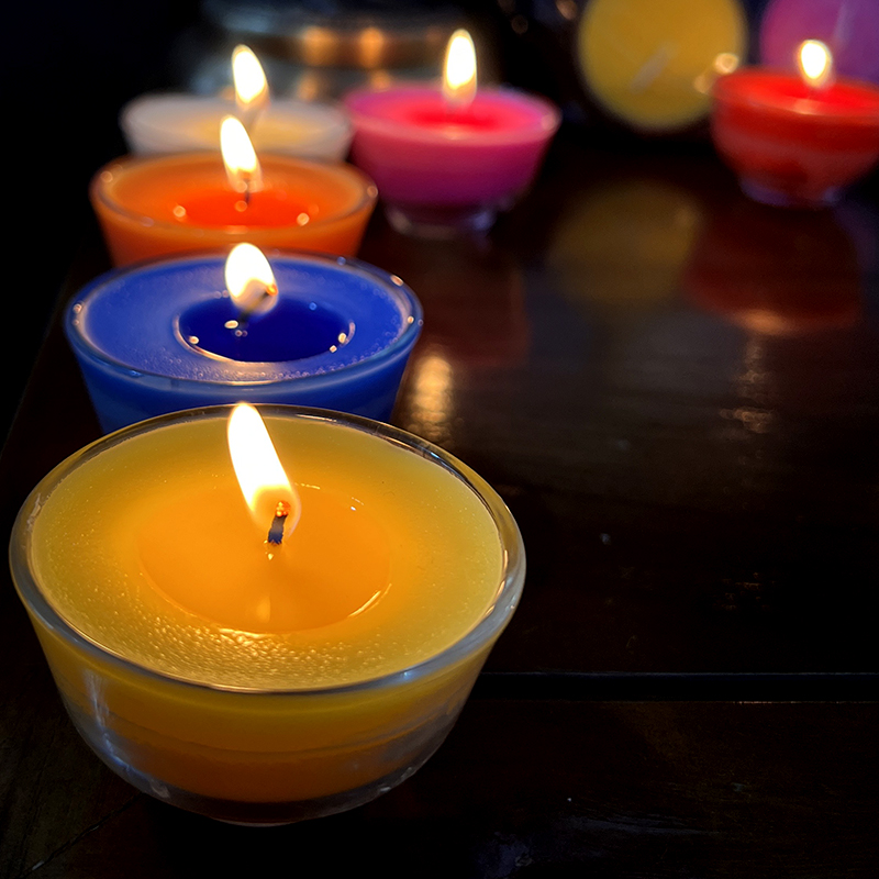 玻璃茶杯酥油灯8小时七彩无烟烛