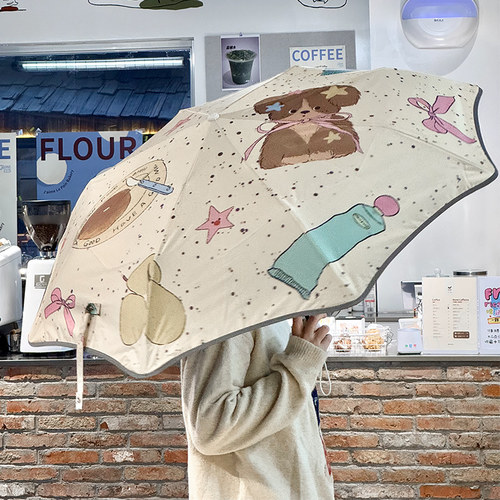 安全圆角自动防回弹黑胶晴雨伞