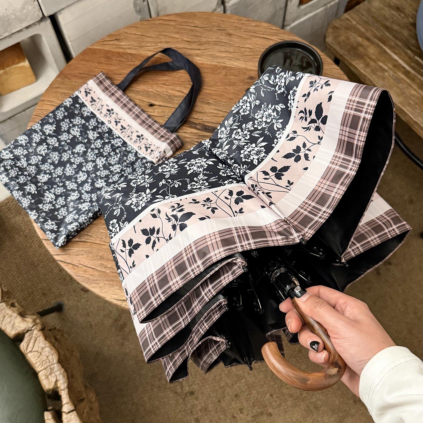 新款复古碎花弯钩防晒雨伞女晴雨两用折叠便携遮阳太阳伞防紫外线