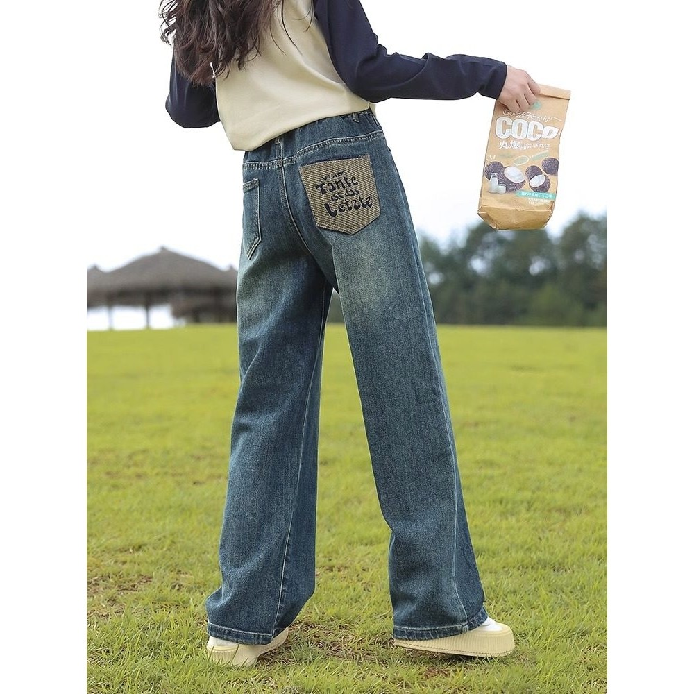 全棉女童牛仔裤加绒冬季中大童女孩加厚儿童阔腿直筒裤子2026新款,童装/婴儿装/亲子装,裤子,淘宝优惠券,粉丝福利购,淘宝优惠卷