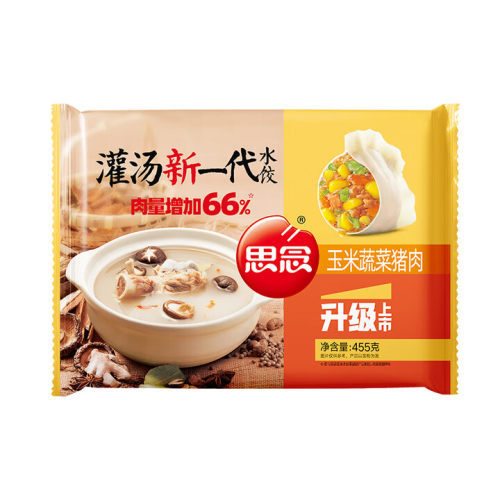 思念灌汤速冻水饺三鲜猪肉韭菜玉米蔬菜猪肉香菇455g方便速食早餐