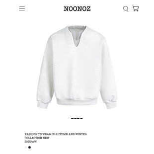 NOONOZ美式 上衣 潮牌条纹假两件V领卫衣男中性风高智感Boxy长袖