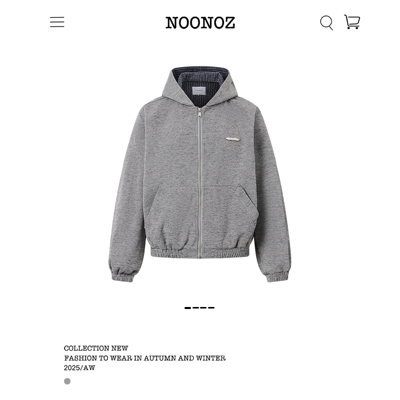 美式复古格子拼接开衫连帽卫衣