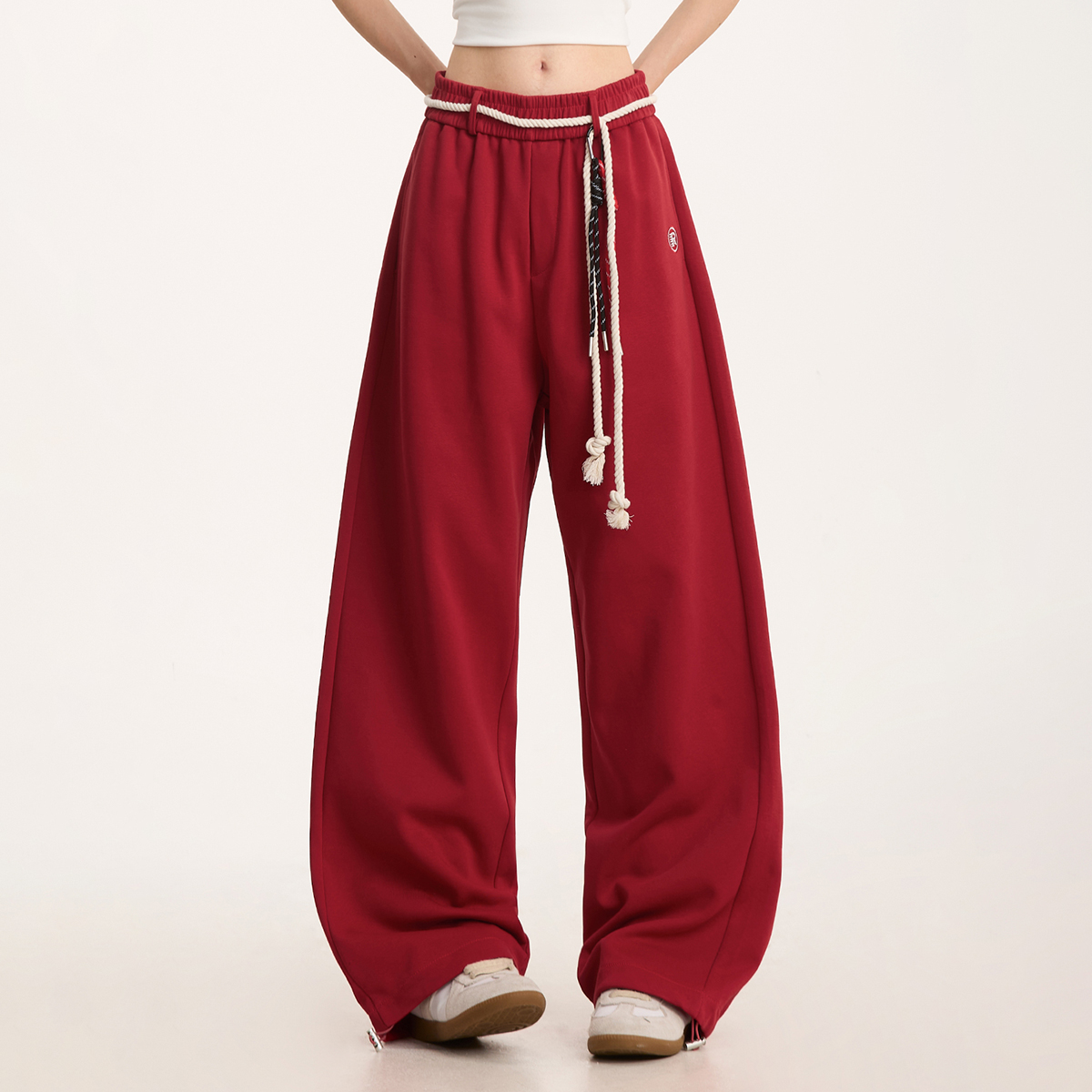 NOONOZ红色抽绳爵士舞卫裤