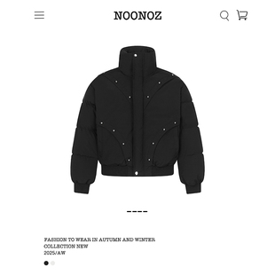 NOONOZ冬季美式潮牌解构铆钉立领棉衣男中性风保暖抗寒棉袄棉服