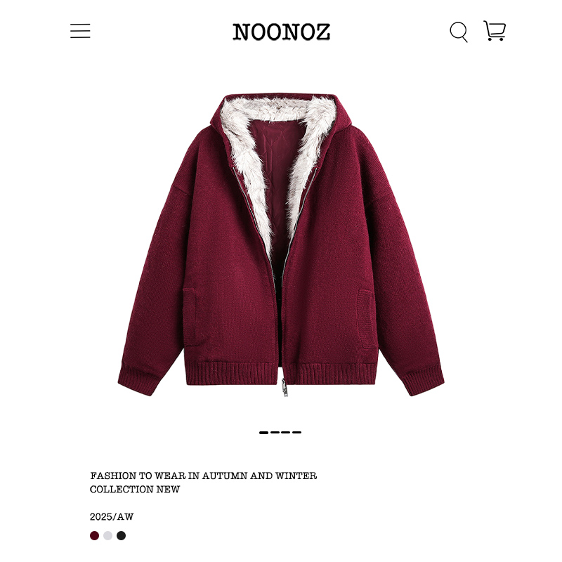 冬季毛绒拼接针织棉衣男潮牌