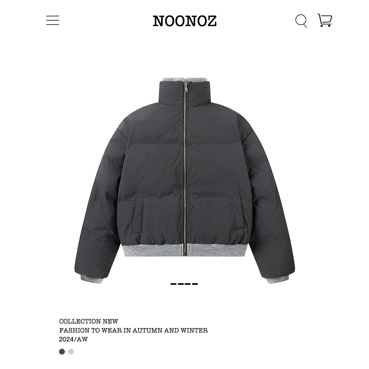 NOONOZ假两件格子加厚棉衣外套