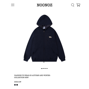 外套 开衫 NOONOZ早秋中性风穿搭格纹拼接连帽卫衣男潮牌美式 情侣装