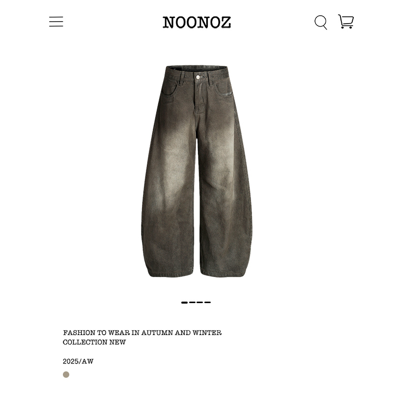 美式复古廓形弯刀牛仔裤