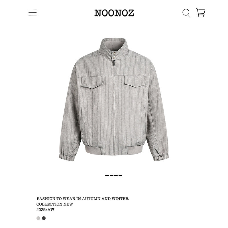 NOONOZ老钱风条纹拉链中性风外套男潮牌美式复古春秋Boxy工装夹克,男装,夹克,淘宝优惠券,粉丝福利购,淘宝优惠卷