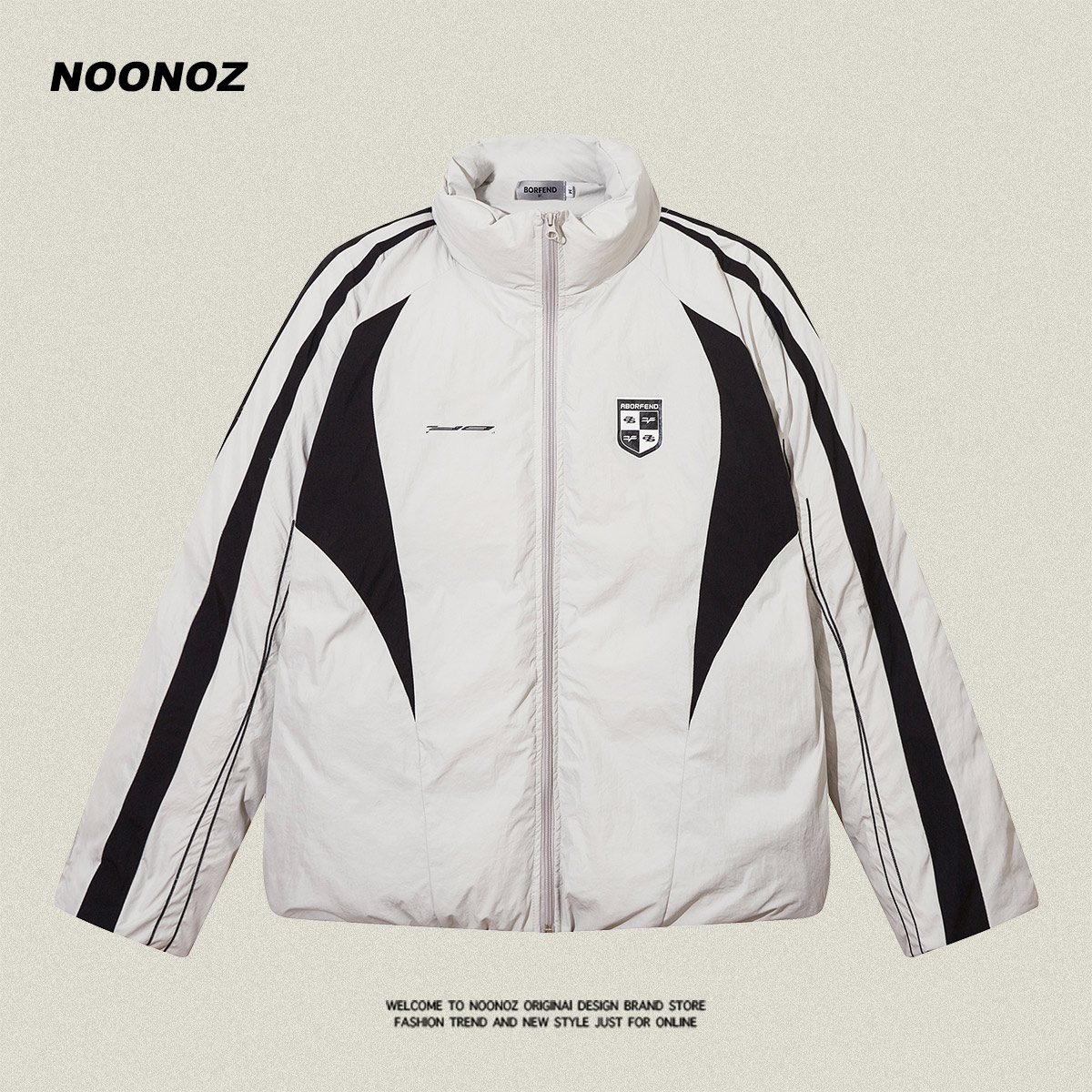NOONOZ拼接加厚冬季美式潮牌棉衣