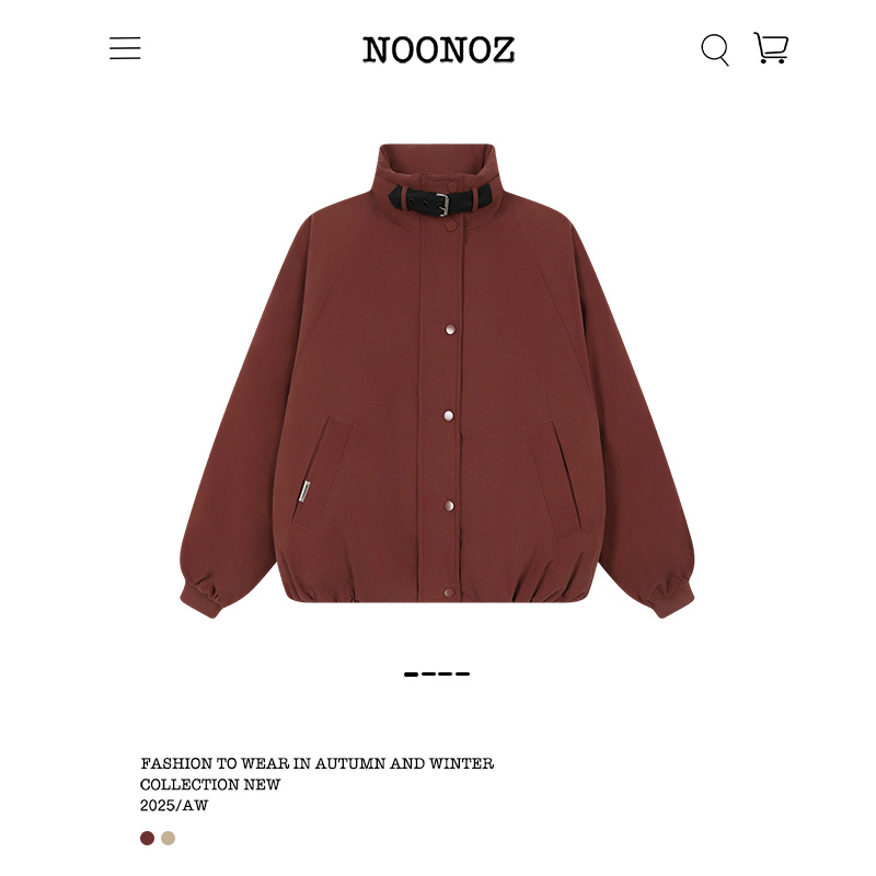 美式复古皮带扣立领棉衣