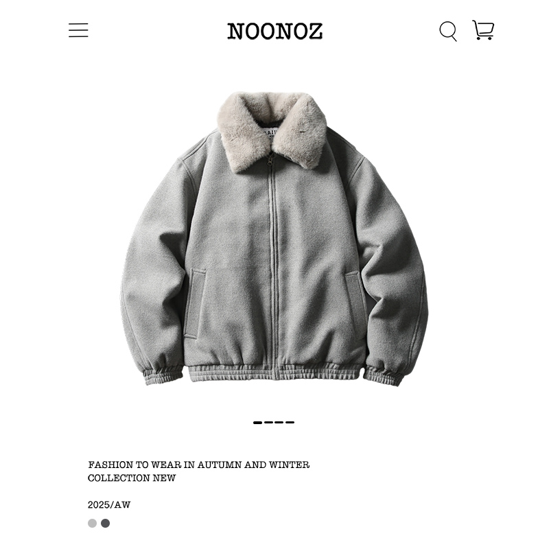 冬季可拆卸毛领毛呢棉衣