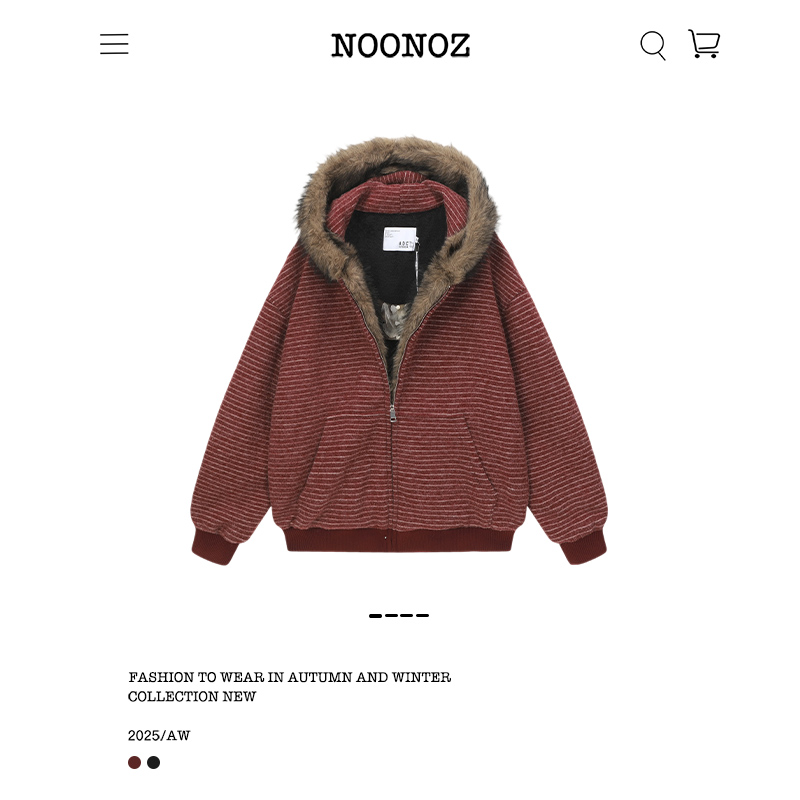 美式复古条纹座山雕加绒连帽卫衣