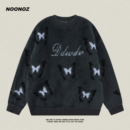 NOONOZ蝴蝶毛衣套头美式仿貂毛
