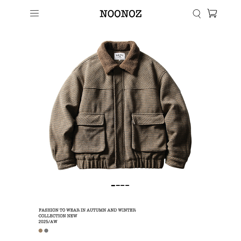 冬季老钱风千鸟格翻领棉衣