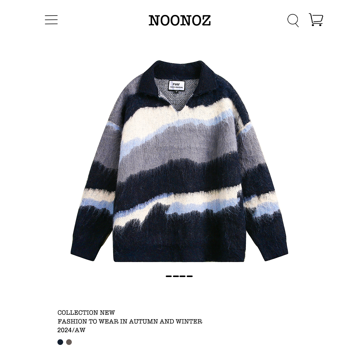 NOONOZPOLO领撞色针织衫毛衣