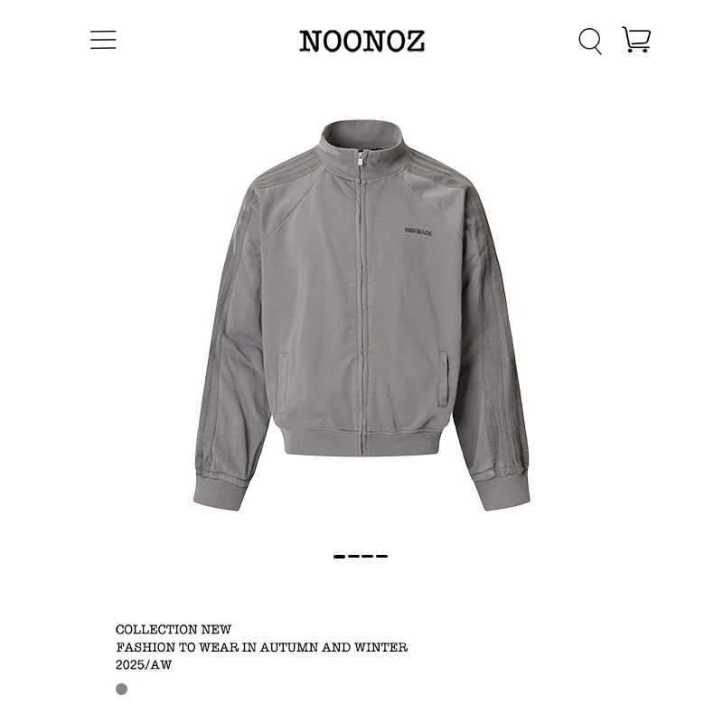 美式复古三条杠立领夹克