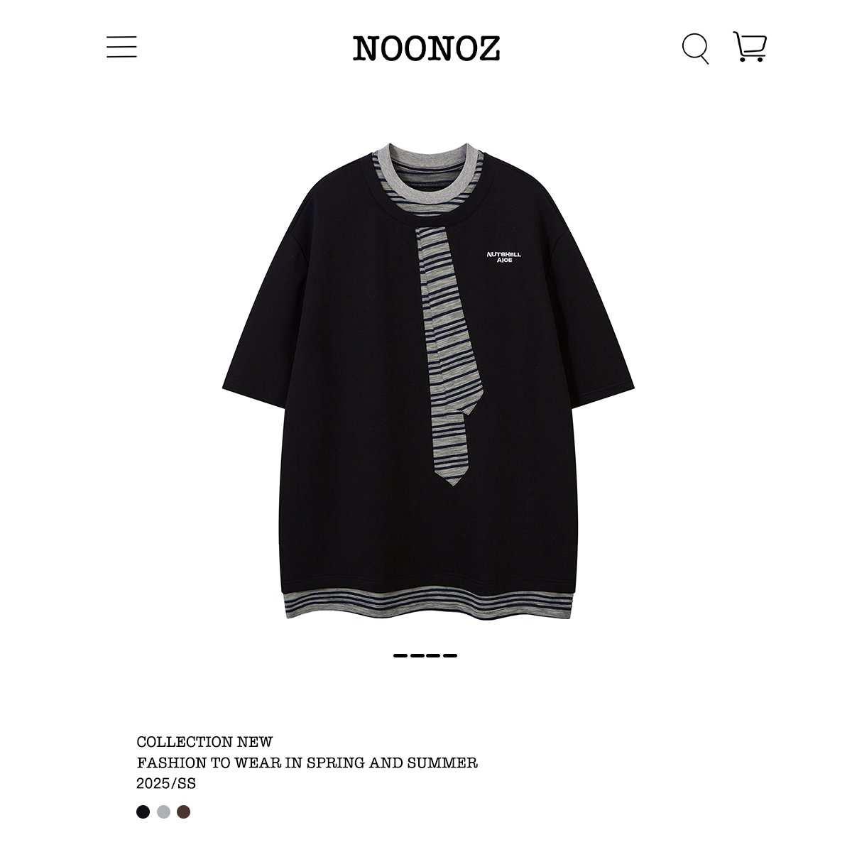 NOONOZ假两件条纹领带短袖T恤