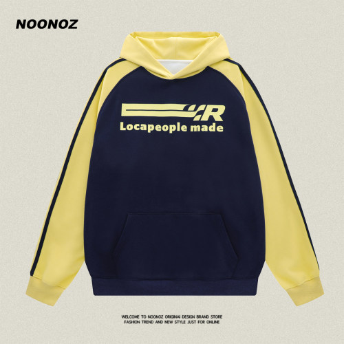 NOONOZ美式复古撞色卫衣连帽
