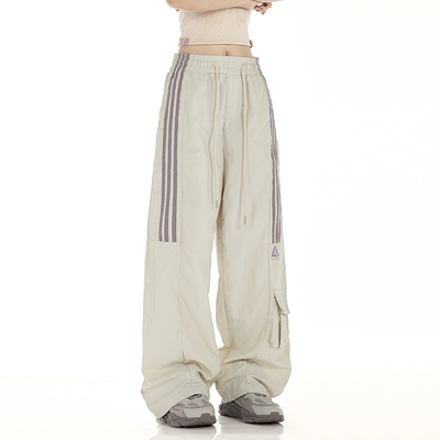 NOONOZ美式运动工装条纹休闲裤