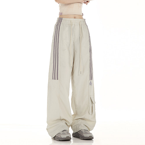 NOONOZ美式运动工装条纹休闲裤