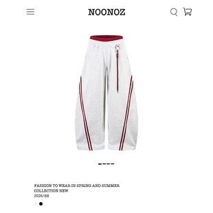 NOONOZ美式挂绳弯刀卫裤男潮牌条纹拼接爵士舞Baggy裤子阔腿长裤