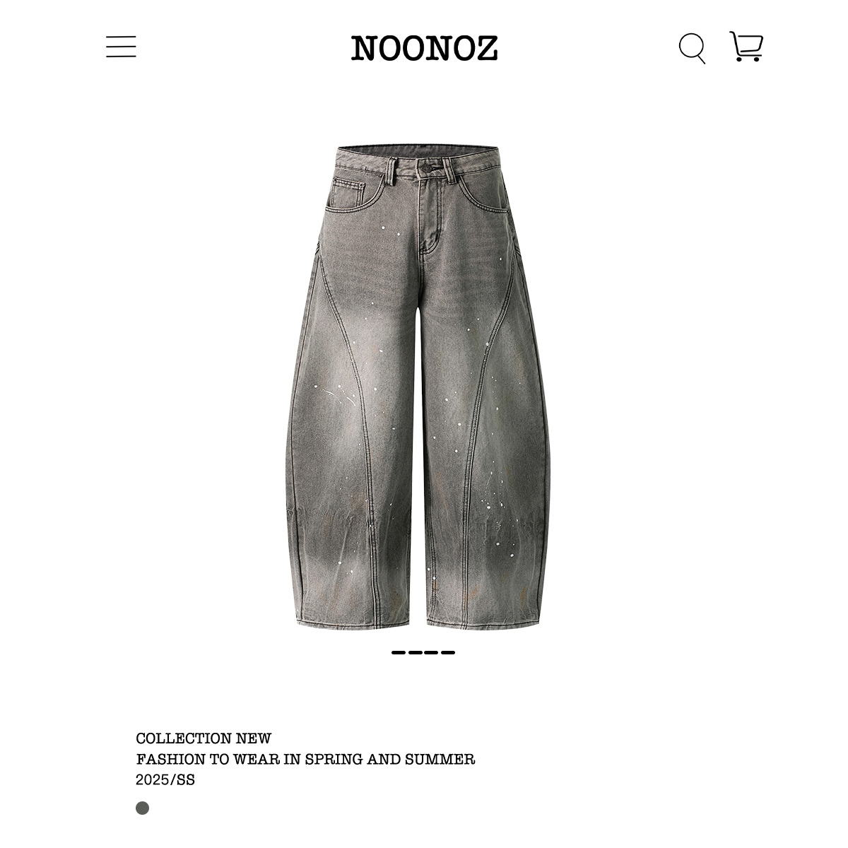 NOONOZ美式高街泼墨弯刀牛仔裤