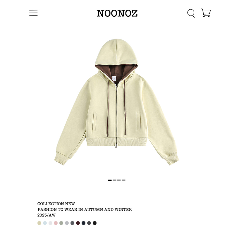 早秋中性风纯色通勤开衫连帽卫衣