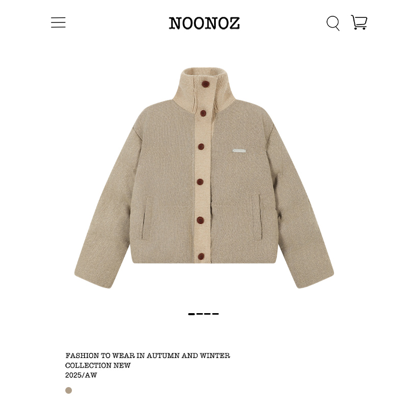 冬季美式针织拼接立领棉衣