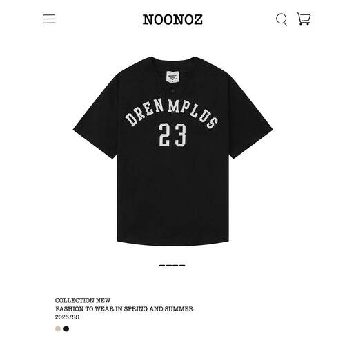 NOONOZ美式字母亨利领短袖T恤