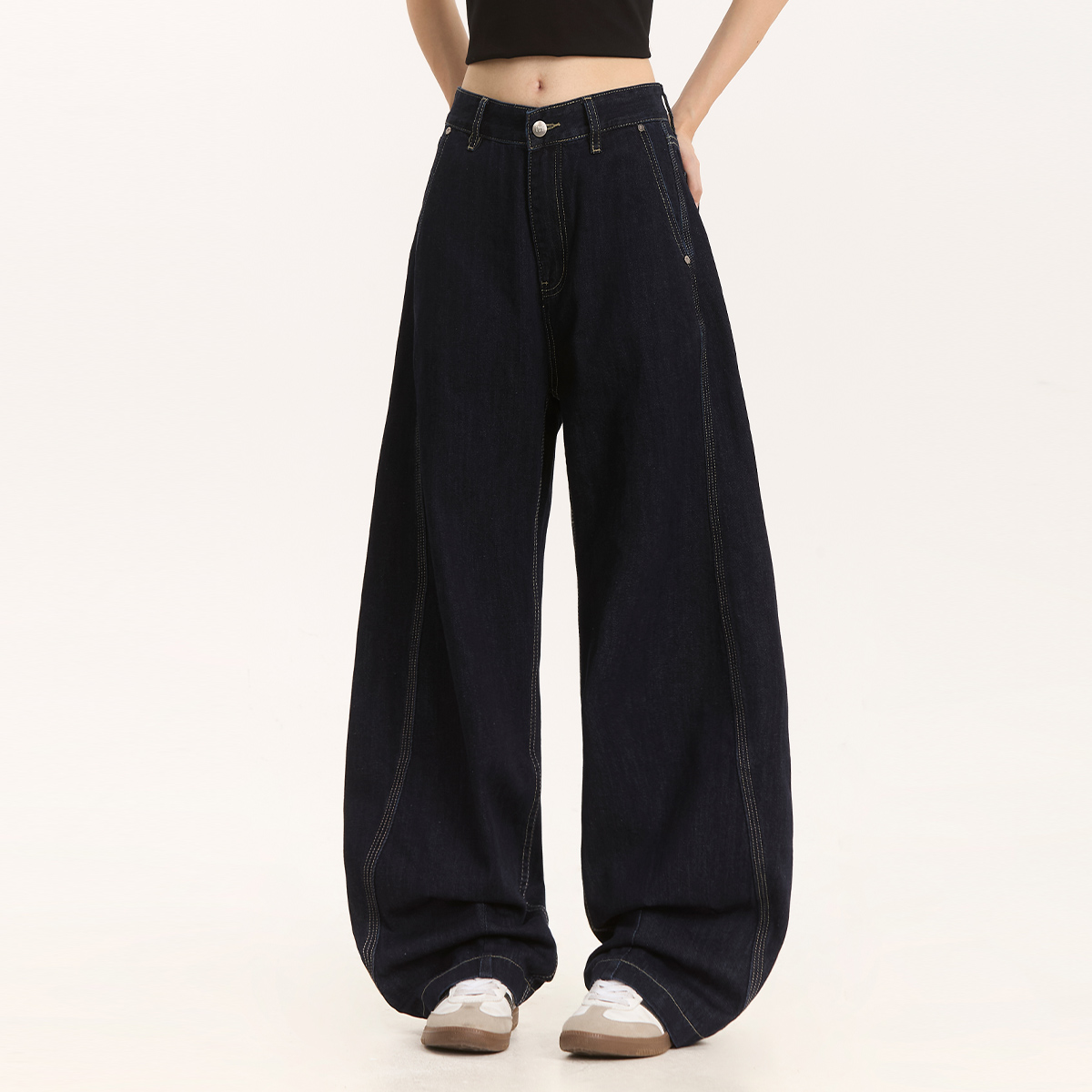 NOONOZ美式丹宁蓝色弯刀牛仔裤