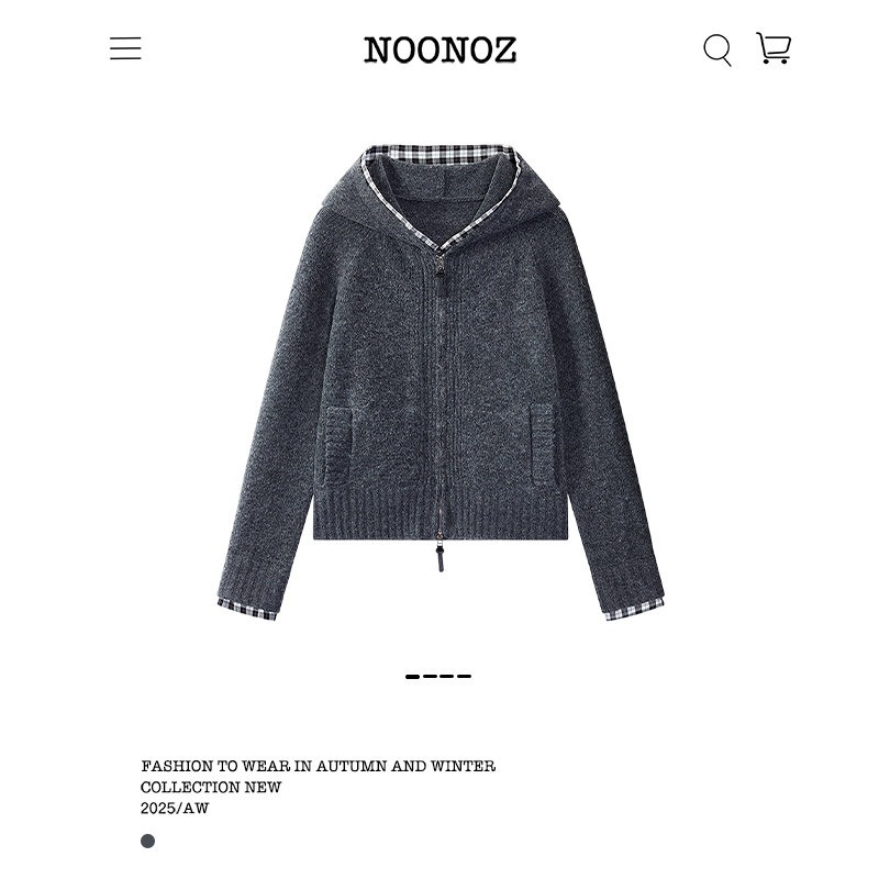 NOONOZ美式中性风格子假两件开衫毛衣男潮牌修身显瘦针织衫外套