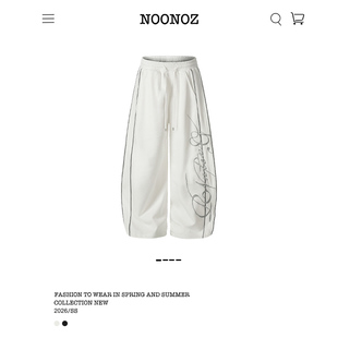 NOONOZ美式嘻哈反光字母弯刀卫裤男潮牌爵士舞裤子阔腿运动休闲裤