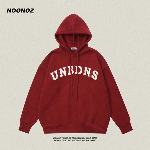 NOONOZ字母毛衣连帽套头美式潮牌