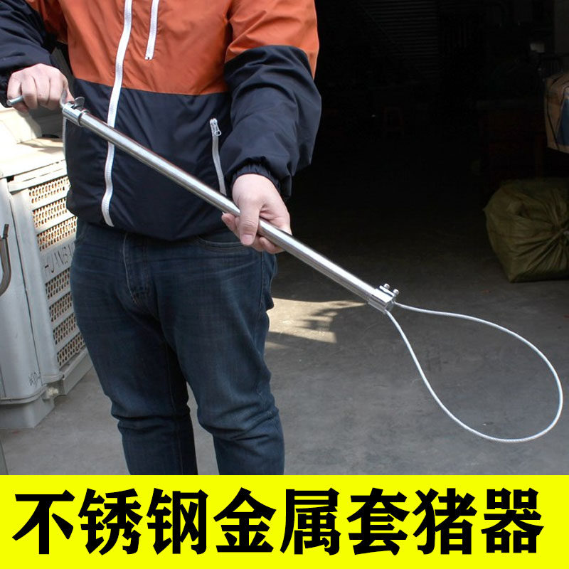 套猪保定器不锈钢丝绳神器抓猪套猪嘴杆套狗棍式套杆养殖场设备