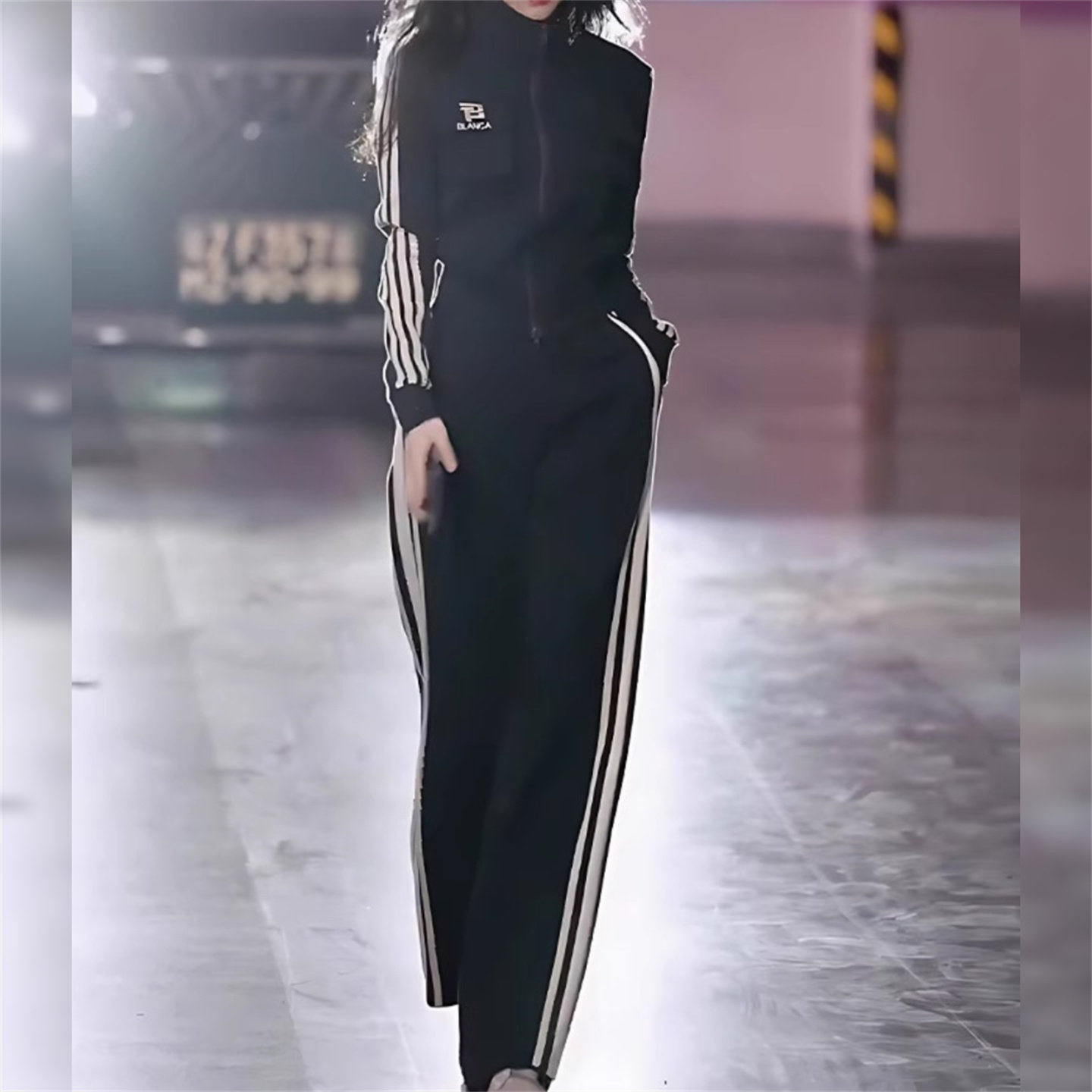 高级感时尚休闲套装女秋季新款减龄立领拉链卫衣阔腿裤运动两件套