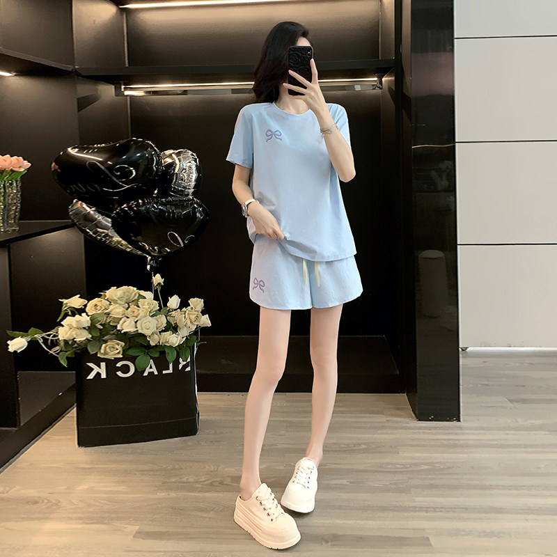 时尚休闲套装女夏季新款宽松洋气减龄短袖短裤速干服运动两件套潮