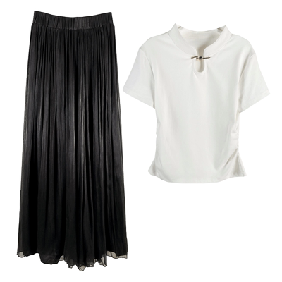 夏装搭配短袖阔腿裤新中式套装女