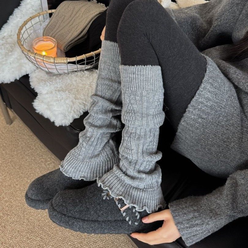 灰色堆堆袜套+打底裤绝绝子！秋冬加厚保暖针织小腿套复古堆堆袜,女士内衣/男士内衣/家居服,中筒袜,淘宝优惠券,粉丝福利购,淘宝优惠卷