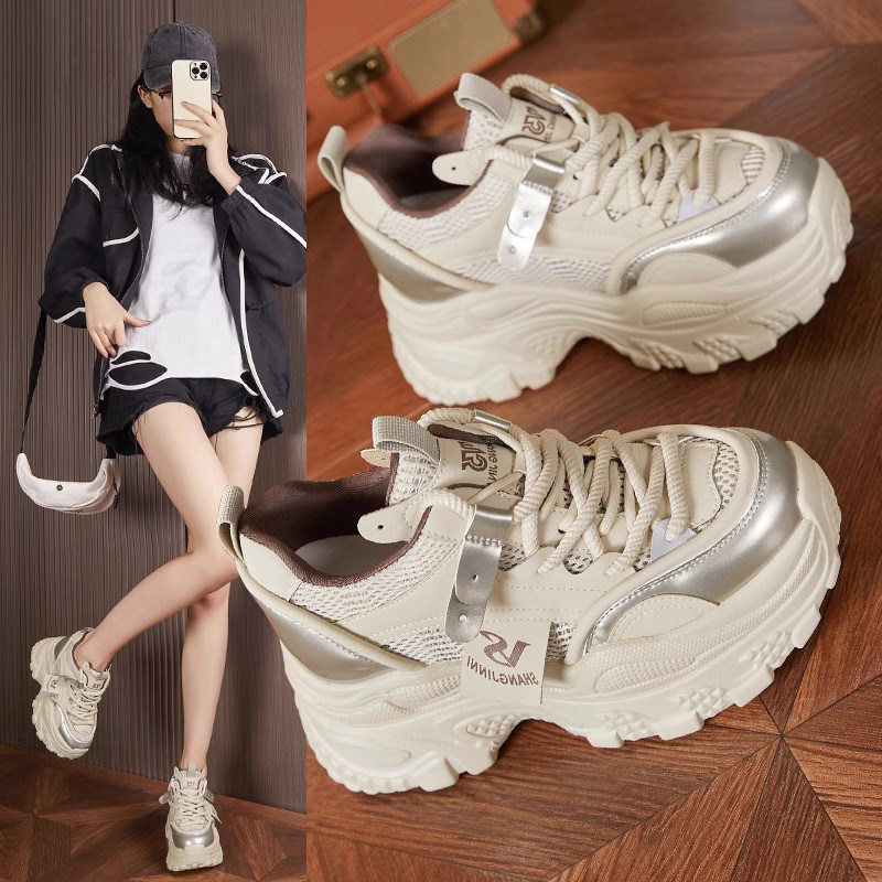 运动休闲鞋女2026新款春款内增高女鞋百搭松糕鞋子厚底老爹鞋女款