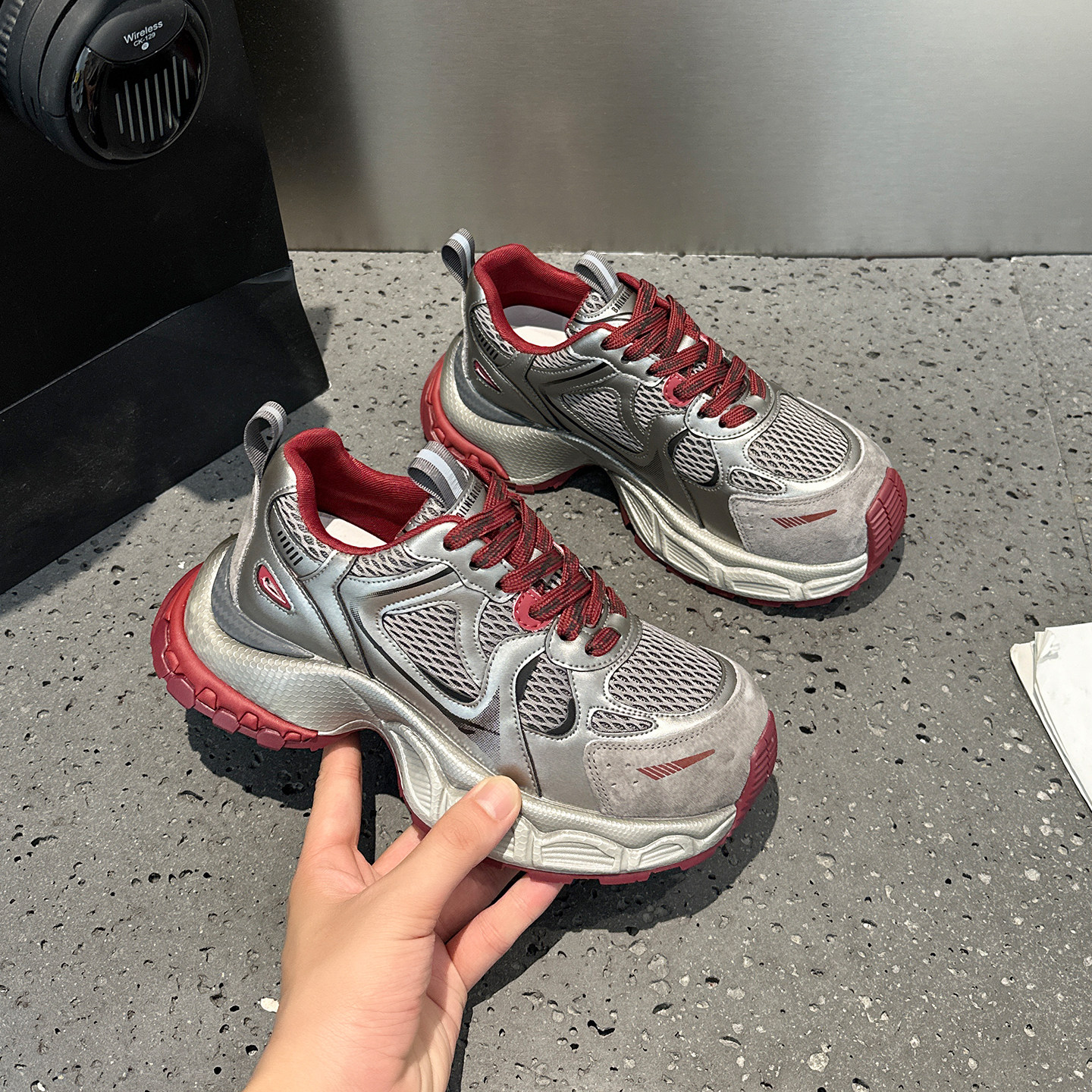 真皮炸街老爹鞋女2026年春季新款厚底增高百搭时尚系带休闲运动鞋,女鞋,时尚休闲鞋,淘宝优惠券,粉丝福利购,淘宝优惠卷