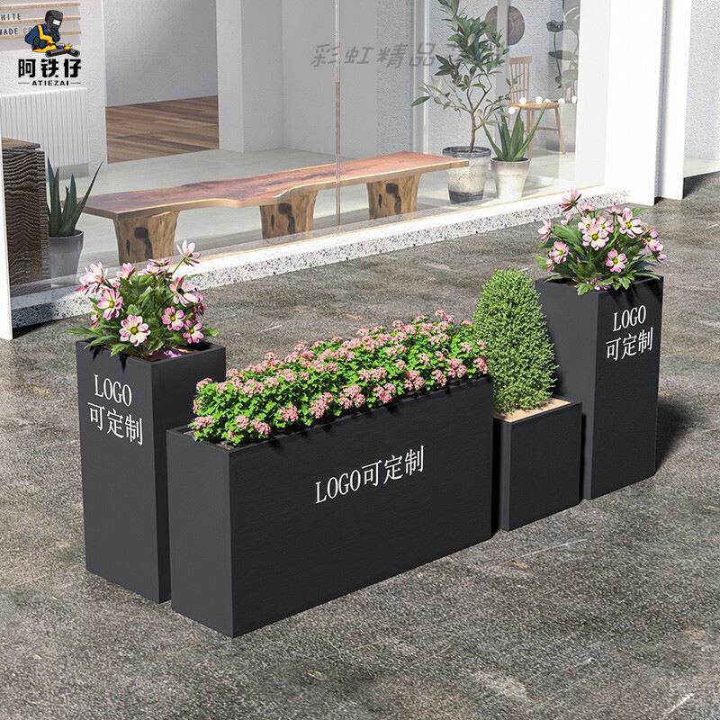 可接市政花箱隔断商场奶茶店外围栏花盆架售楼部户外铁艺花槽组合