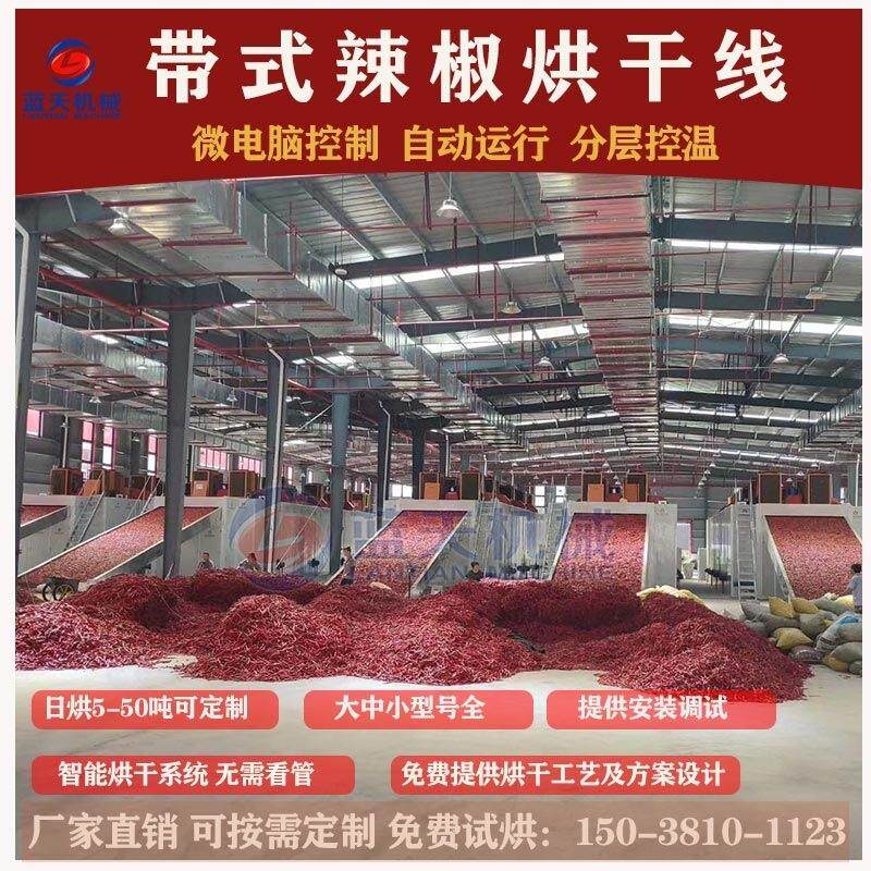大型辣椒烘干设备 鲜红辣椒烘干机器 商用自动网带式中药材烘干机
