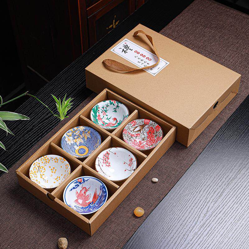 青花瓷茶杯斗笠杯功夫茶具陶瓷单杯家用主人杯日式手绘茶盏品茗杯