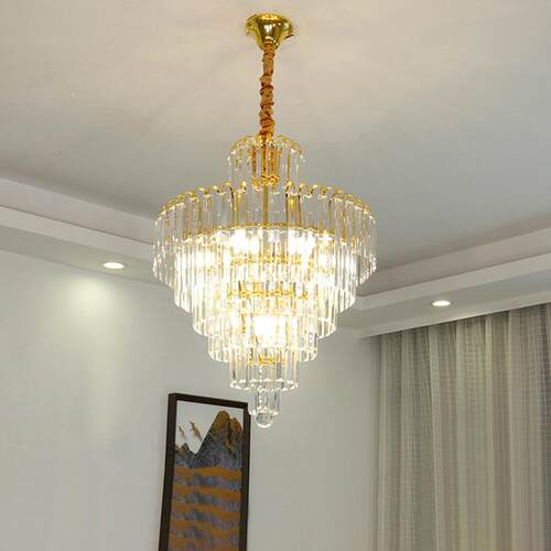 现代简约LED水晶餐厅吊灯小客厅卧室书房黄色水晶小餐吊家用灯具