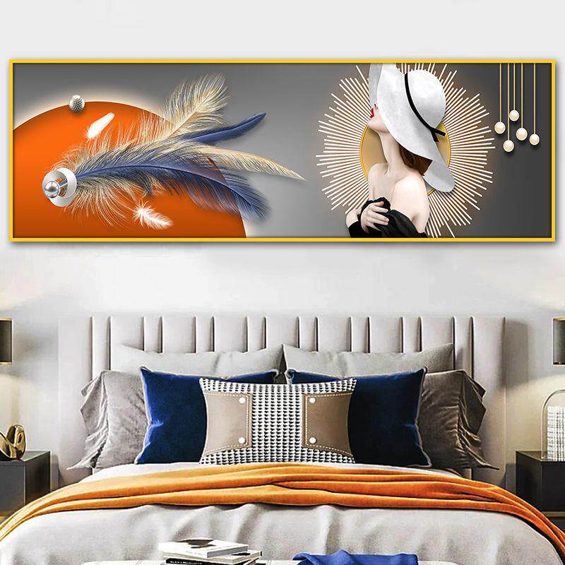 时尚卧室自粘画床头画主卧新款墙贴纸自粘墙画背景墙壁画酒店北秦