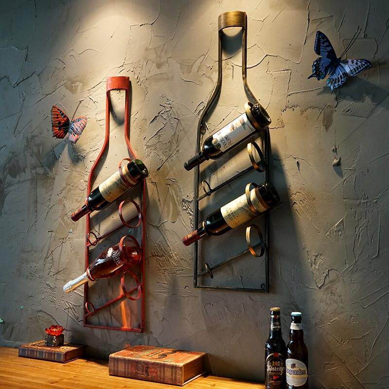创意装饰品铁艺红酒架装饰墙壁壁挂悬挂式简约酒架葡萄酒架壁挂式