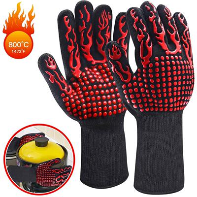 硅胶隔热手套厨房烧烤耐高温烘培防火防滑微波炉bbq烤箱800度手套